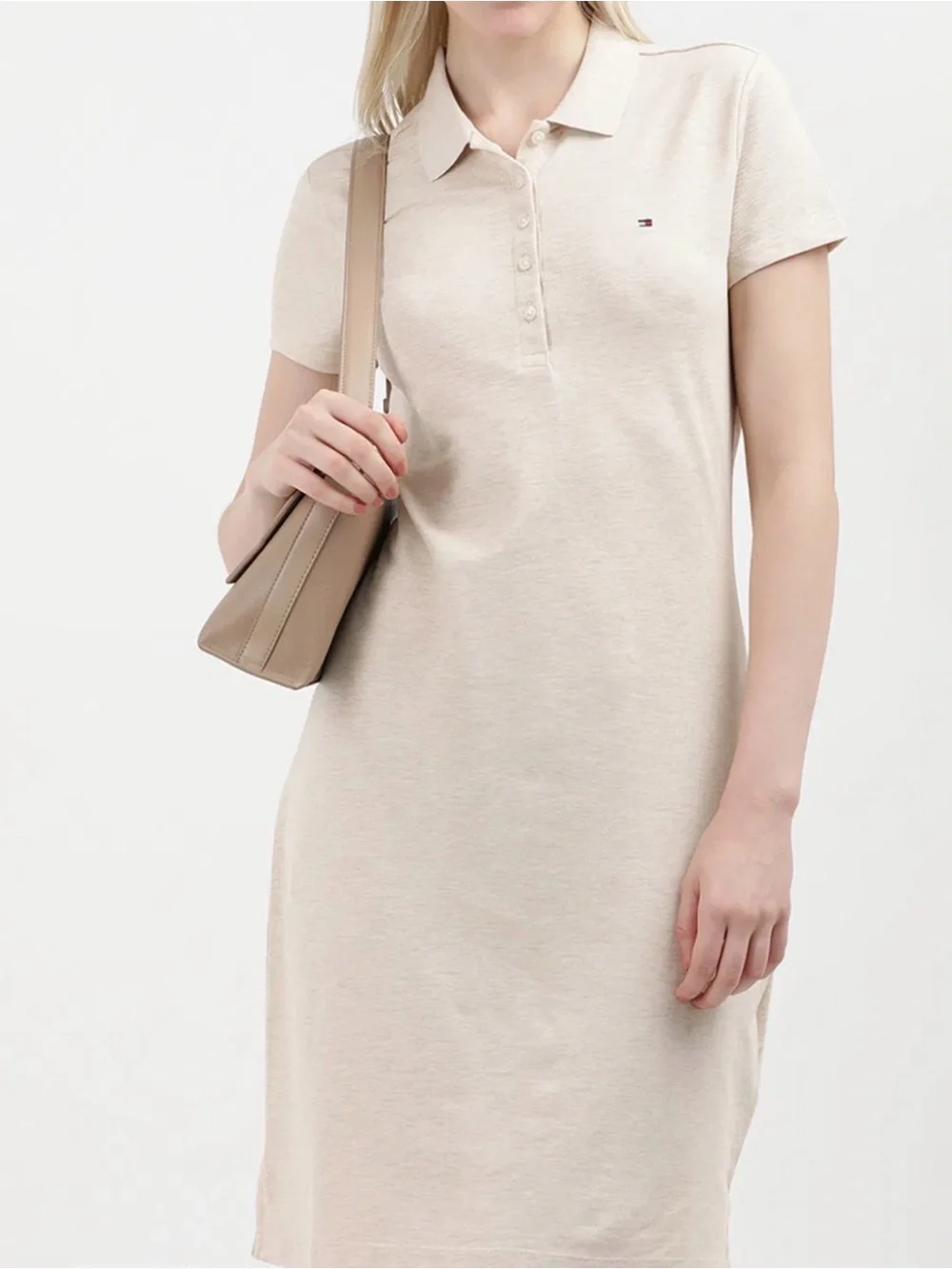 Tommy Hilfiger Classic Polo Shirt Dress in Beige